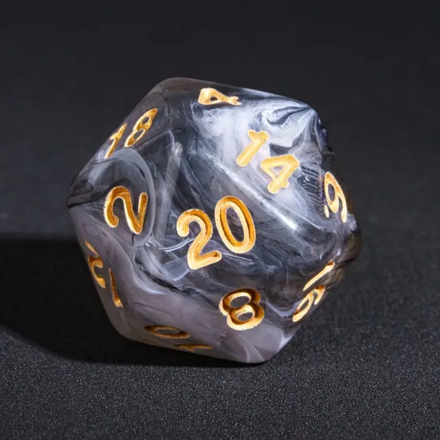 Acrylic Translucent Black & White Swirl Dice