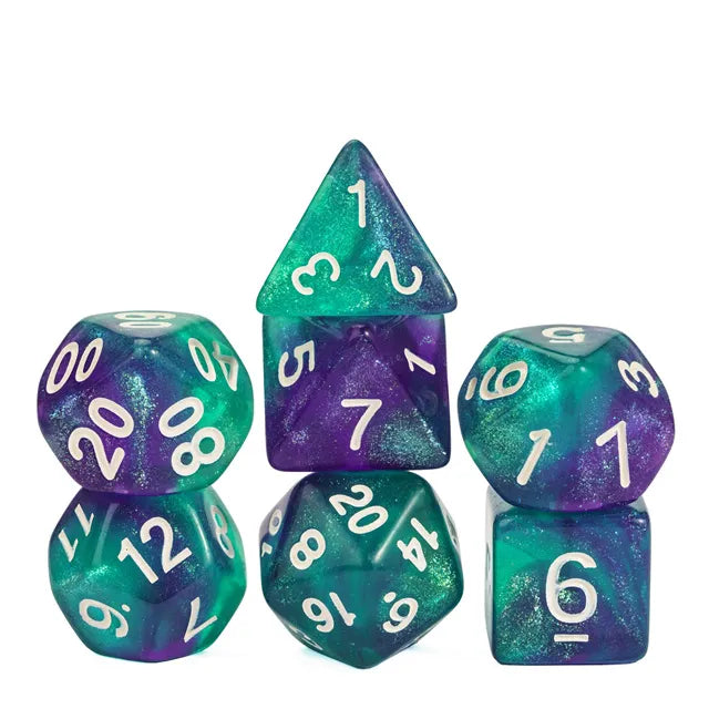 Acrylic Blue & Purple Glitter Dice