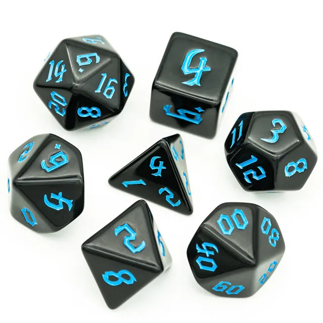 Acrylic Black Dice with Blue Numbers