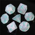 Acrylic White Glitter Dice with Turquoise Numbers