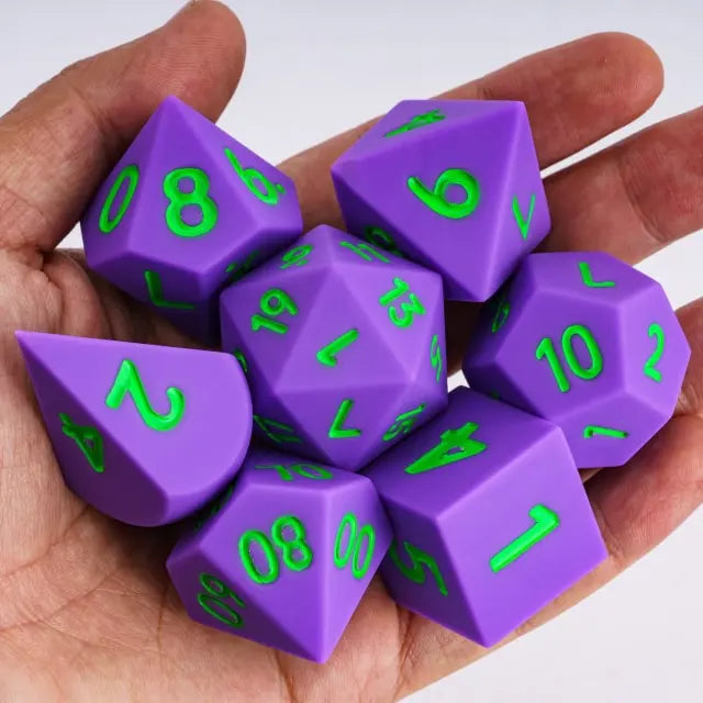 Silicone Oversized Purple Dice with Green Numbers