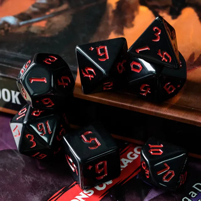 Acrylic Black Dice with Red Numbers