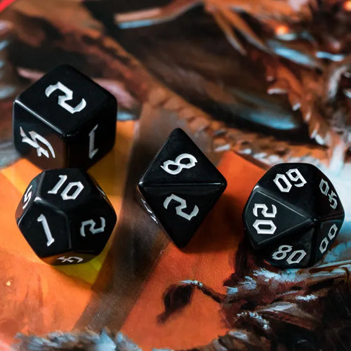 Acrylic Black Dice with White Numbers