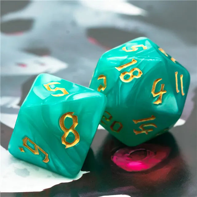 Acrylic Blue-green Macaron Dice