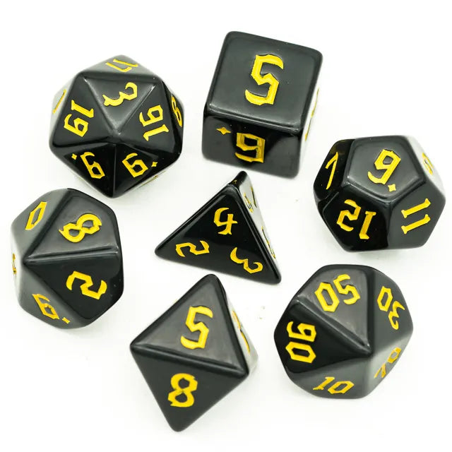 Acrylic Black Dice with Yellow Numbers