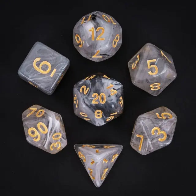 Acrylic Translucent Black & White Swirl Dice
