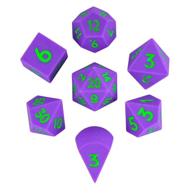 Silicone Oversized Purple Dice with Green Numbers