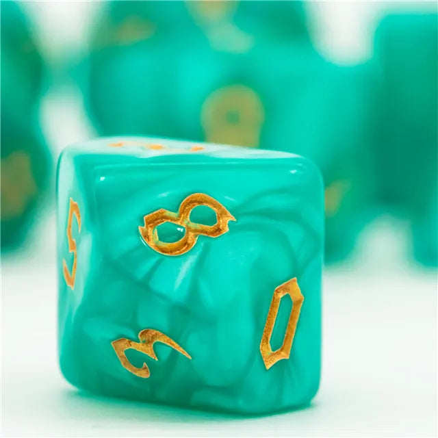 Acrylic Blue-green Macaron Dice