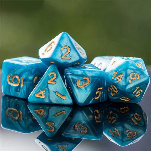 Acrylic Blue Marbled Dice