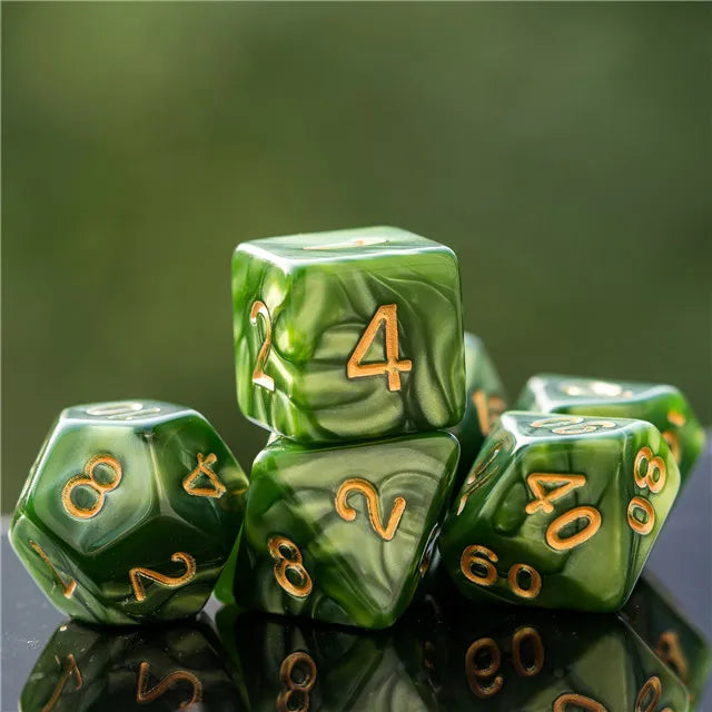 Acrylic Green Marbled Dice