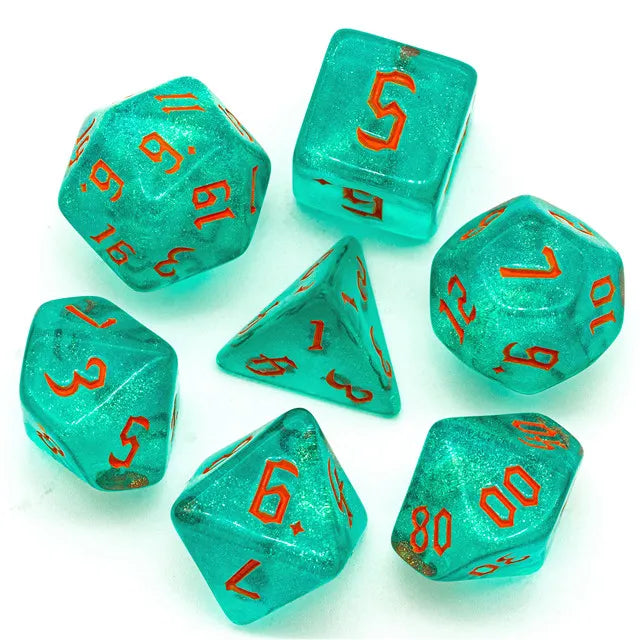 Acrylic Sea-blue Glitter Dice