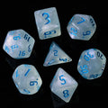 Acrylic White Glitter Dice with Blue Numbers