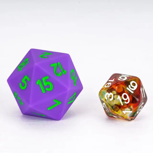 Silicone Oversized Purple Dice with Green Numbers