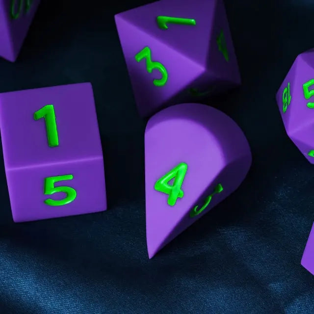 Silicone Oversized Purple Dice with Green Numbers