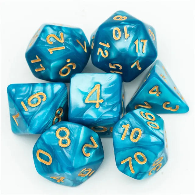 Acrylic Blue Marbled Dice