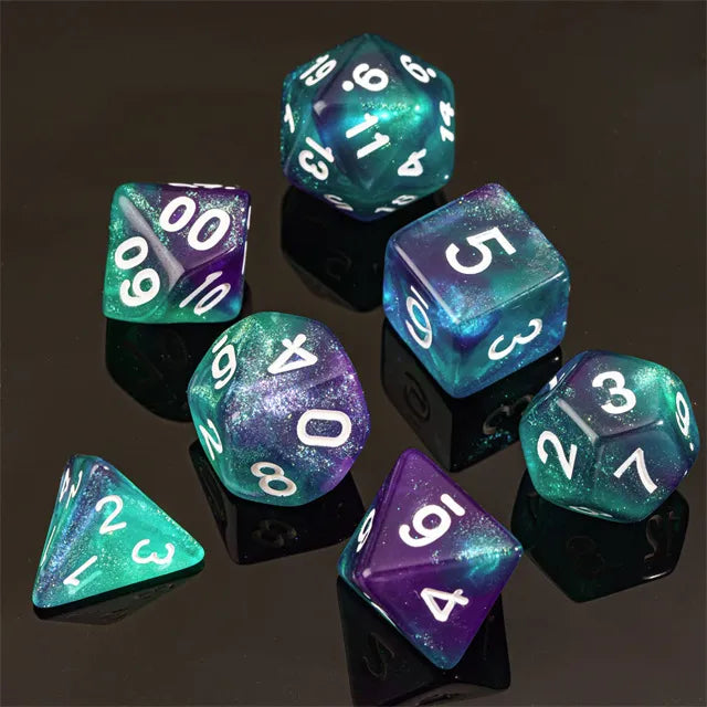 Acrylic Blue & Purple Glitter Dice