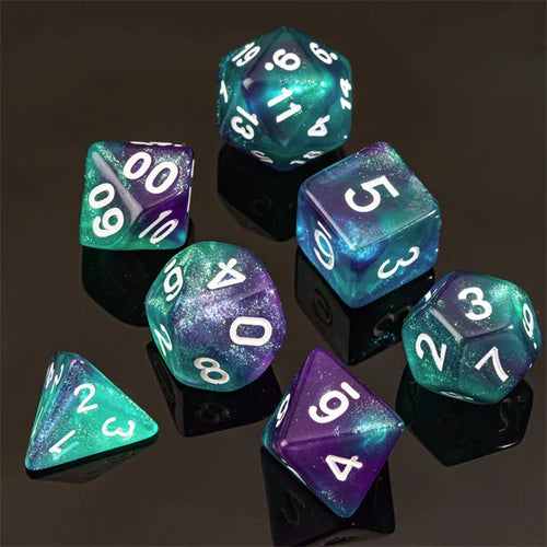 Acrylic Blue & Purple Glitter Dice