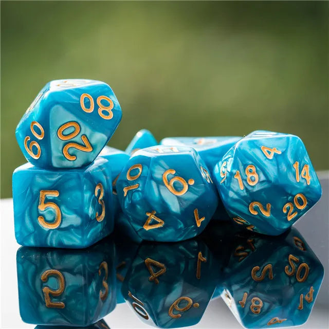 Acrylic Blue Marbled Dice