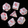 Acrylic White Glitter Dice with Red Numbers