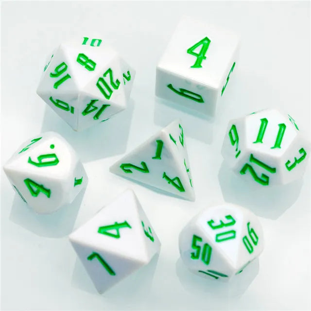 Sharp White with Green Electroplating Dice