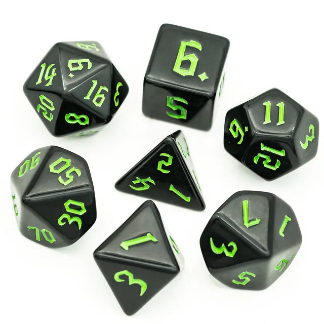 Acrylic Black Dice with Green Numbers