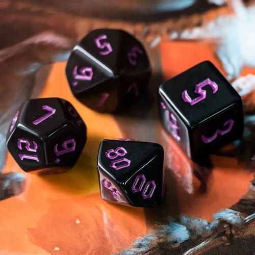 Acrylic Black Dice with Pink Numbers