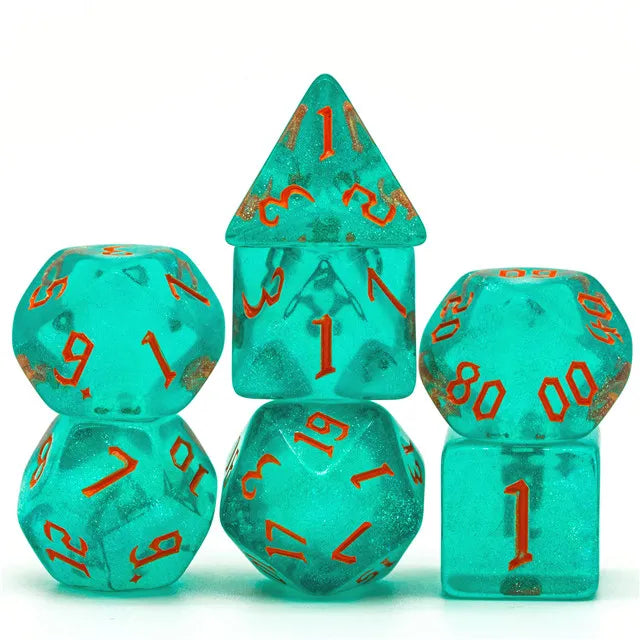 Acrylic Sea-blue Glitter Dice
