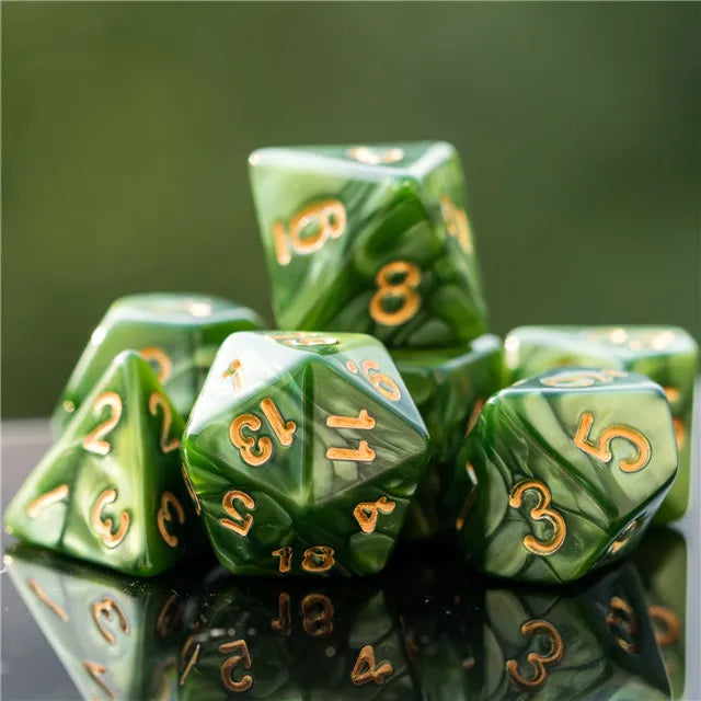 Acrylic Green Marbled Dice